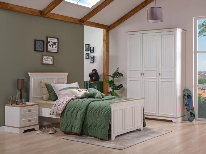 Hanah Home Cama Individual Monte Crema y Roble Hanah Home Cama Individual Monte Crema y Roble